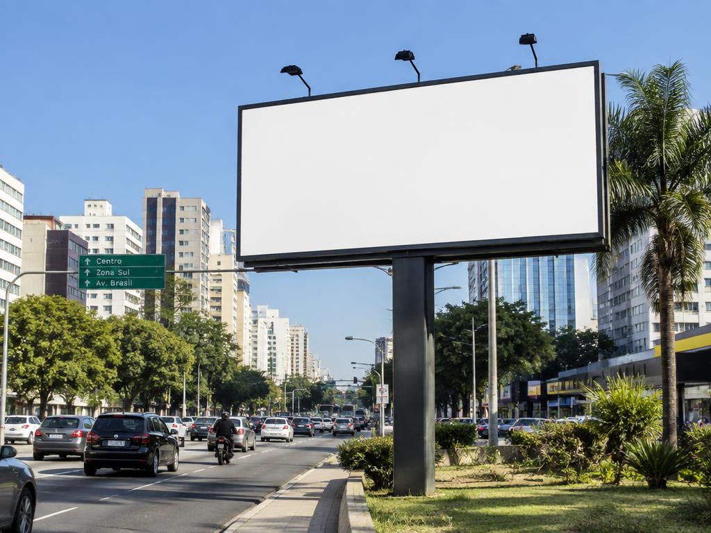 Outdoor em avenida movimentada